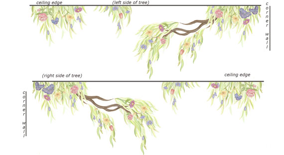 Unique Flowering Tree Wall Border