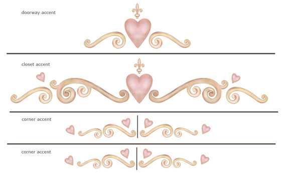 Heart and Scroll Wall Decal Border