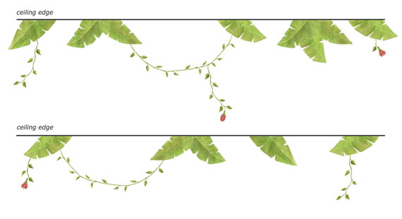 Vine Wall Decals - Jungle Leaf Border with Vines & Flowers
