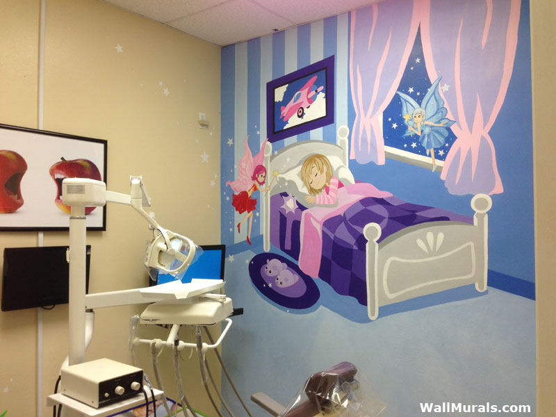 Tooth Fairy Wall Mural Painted in Dental Office - Wall Murals by  ColetteWall Murals by Colette