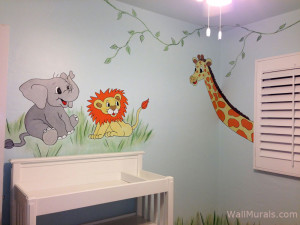 Jungle Wall Mural in Baby Nursery