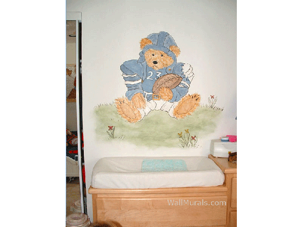 Football Teddy Bear Wall Mural