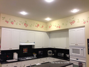 Hand-Painted Kitchen Strawberry Border - Wall Mural
