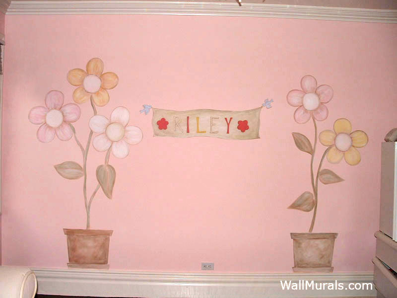 Painted Name on Wall in Baby Nursery