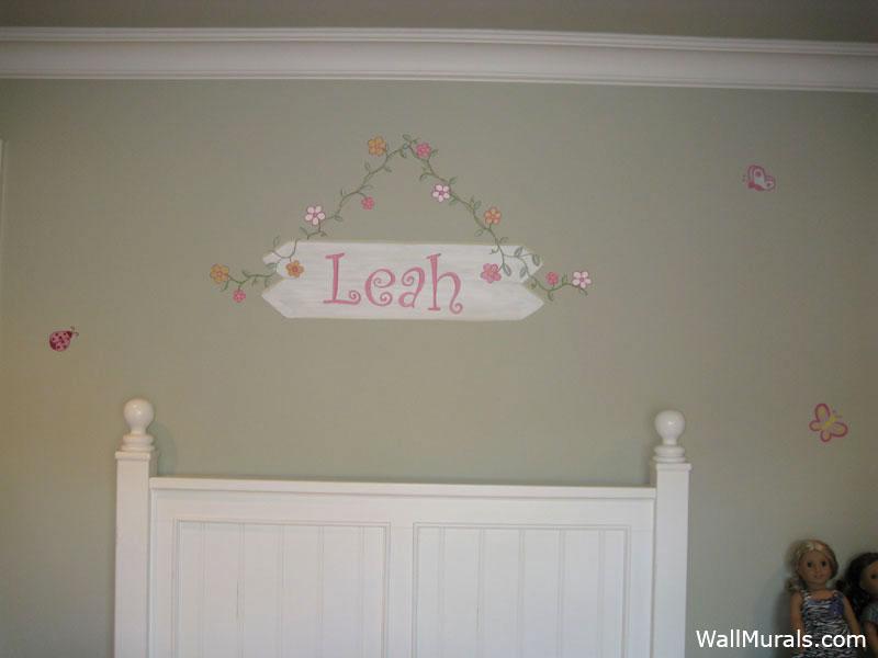 Name Painted on Wall in Girl's Bedroom