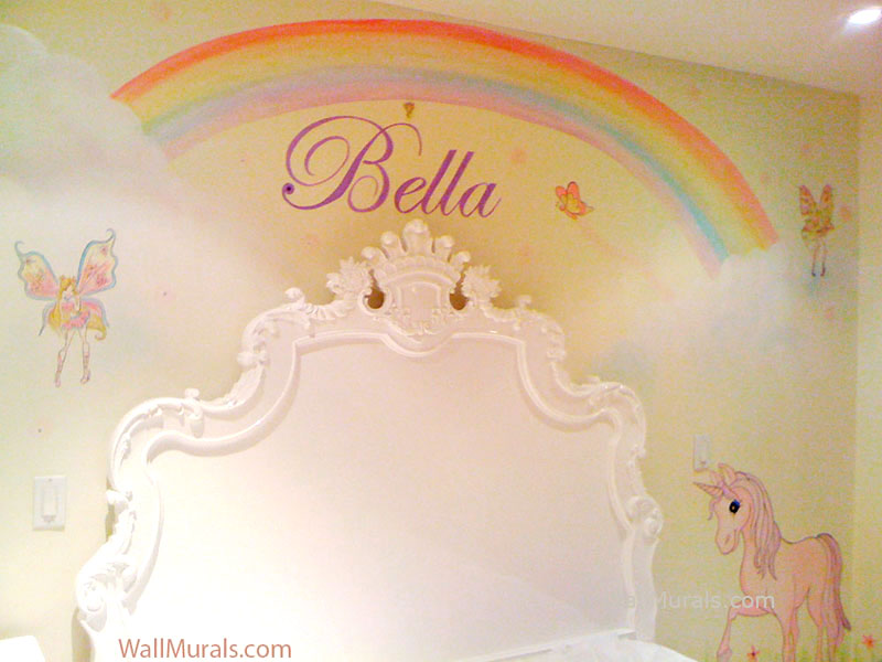 Name painted over bed in girls bedroom