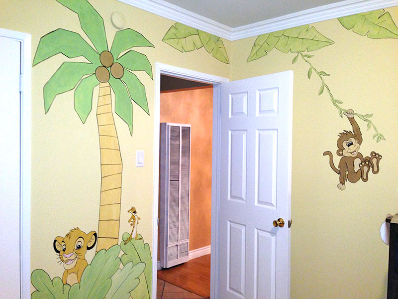 Muralist Referral for jungle theme baby room.