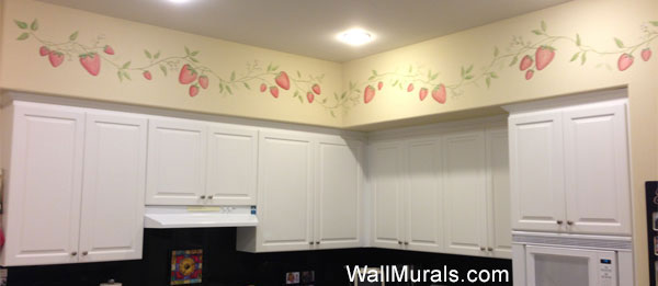 Hand-painted Strawberry Border in Kitchen