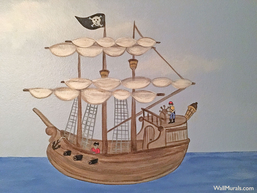 Hand-Painted Pirate Wall Murals