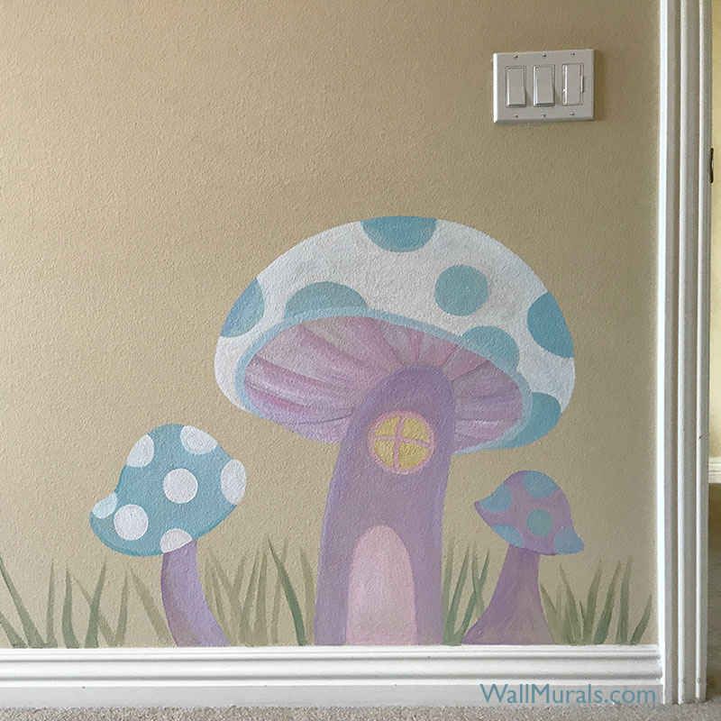 Cute Mushroom Painting - Mural
