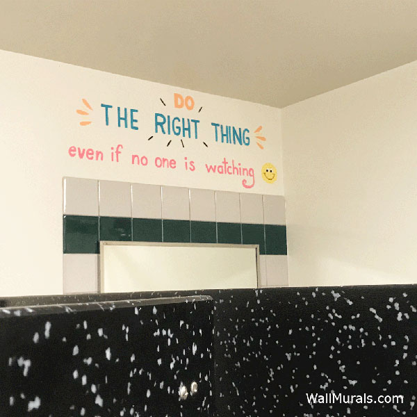 Painted Wall Quote in School Bathroom
