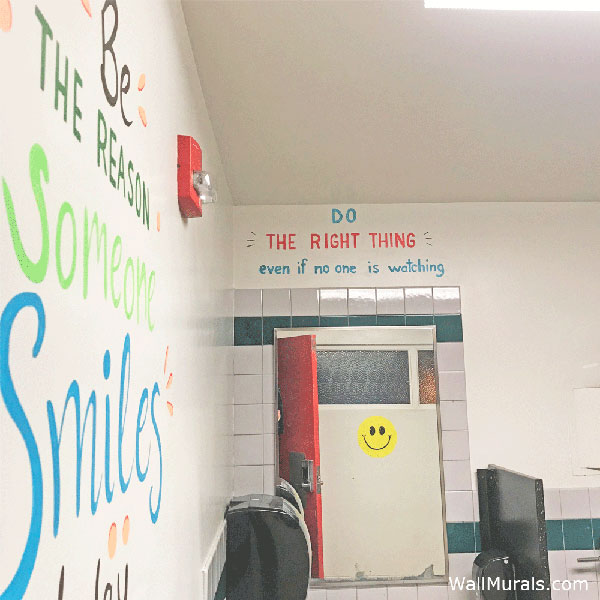 Painted Inspirational Quotes on School Bathroom Walls
