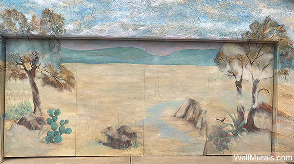 Desert Scene Mural - Sketch over blended background