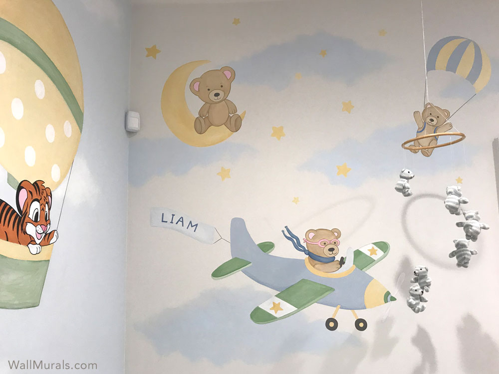 Hand-Painted Teddy Bear Wall Murals