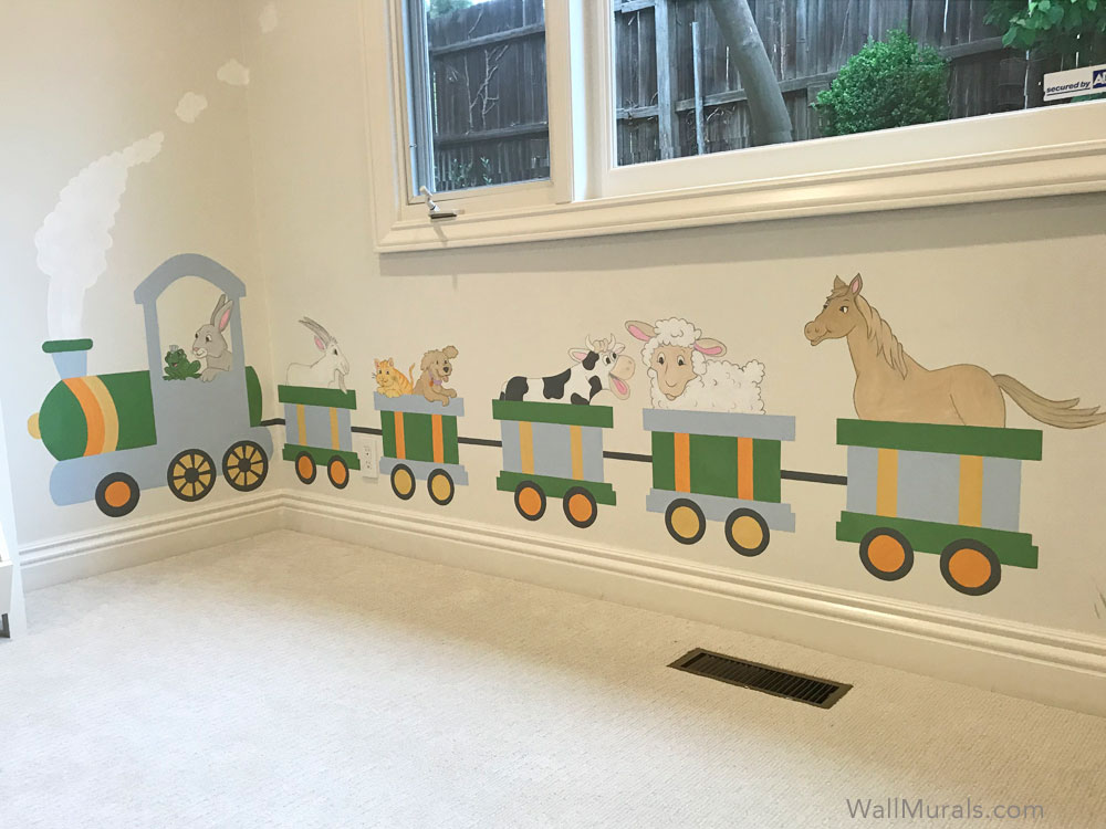 Hand-Painted Transportation Theme Wall Murals