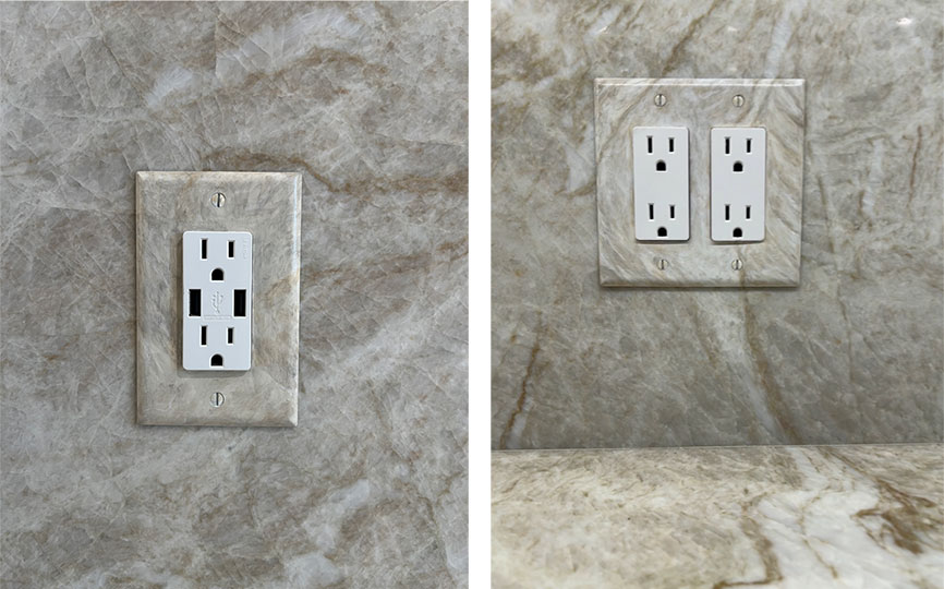 Outlet Covers Painted to Match Taj Mahal Stone