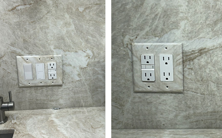 Switchplate Covers Painted to Match Kitchen Backsplash