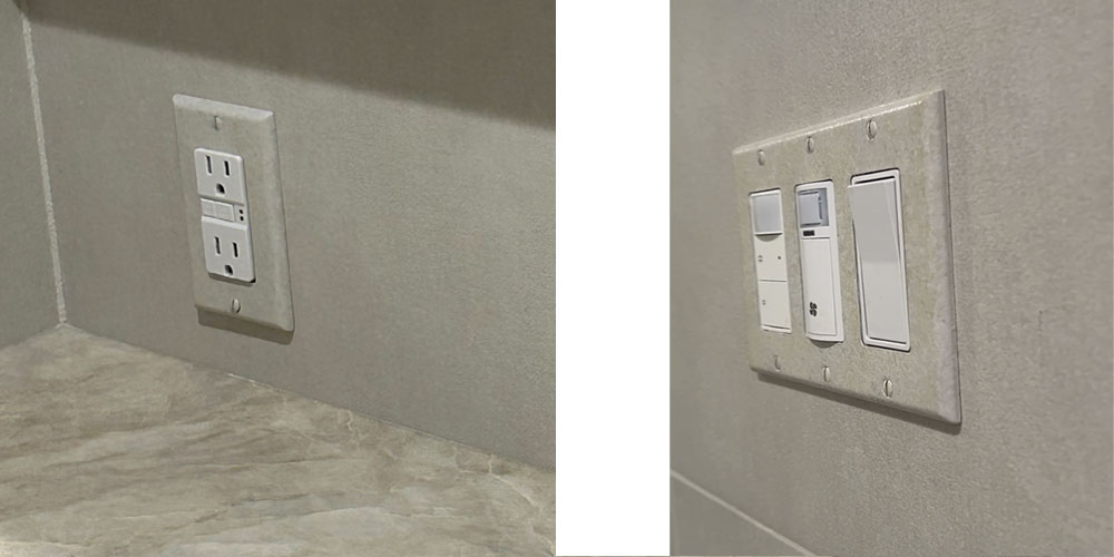 Switch Plate Covers Painted to Match Tile in Bathroom