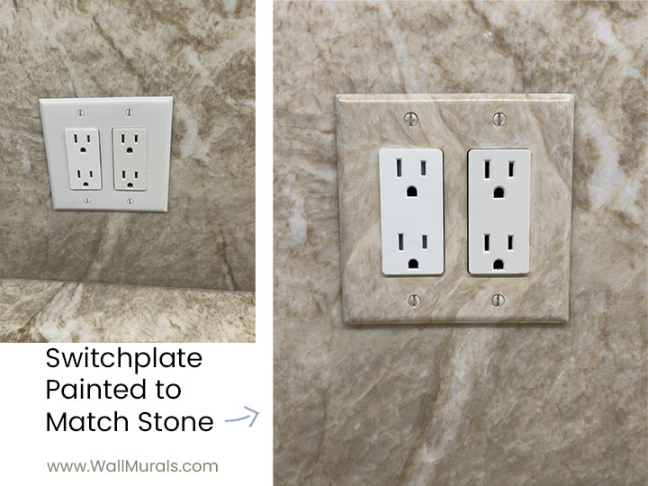 Switchplate Painted to Match Stone - Taj Mahal Backsplash
